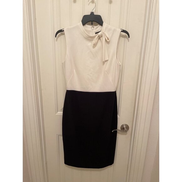 Tahari Arthur S. Levine Sleeveless Colorblock Dress Size 6‎ Black & White - Picture 1 of 13